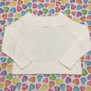 Gibiu Women’s Cream Ribbed Knit 🧶 Cropped Pullover Off Shoulder Long Sleeves